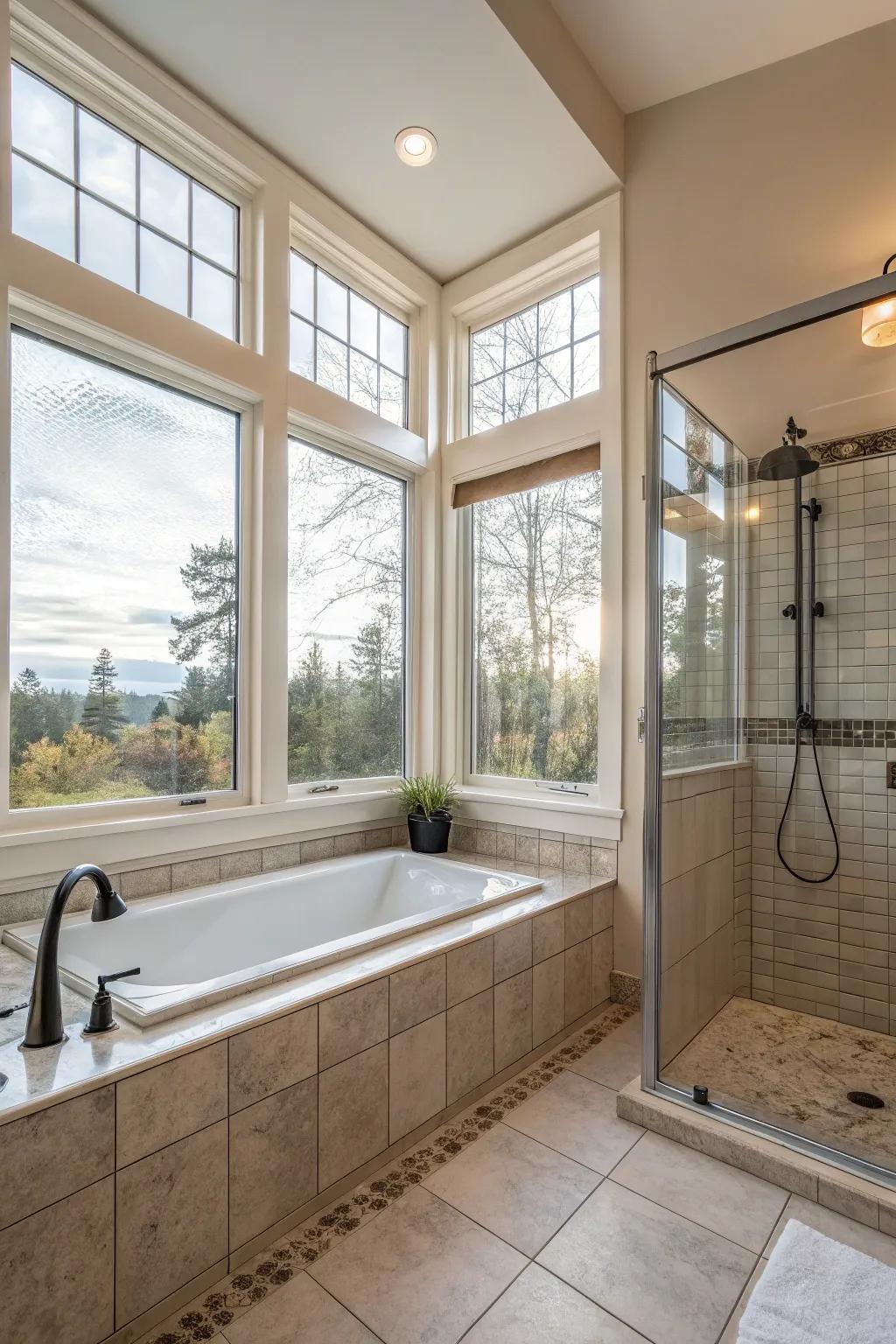 Natural light enhances the inviting atmosphere of this bathroom.