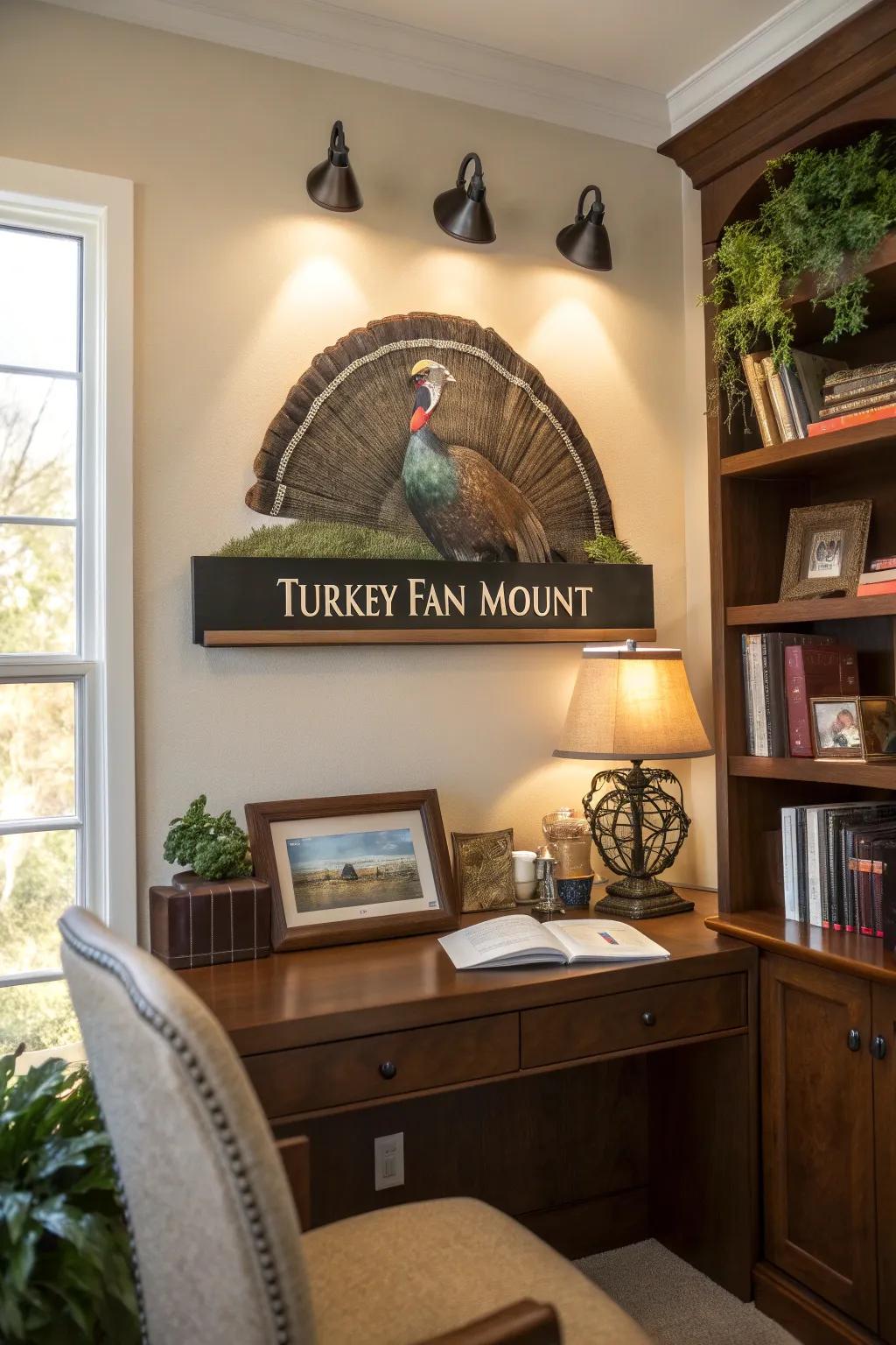 Personalized engraving transforms a turkey fan mount into a treasured memento.