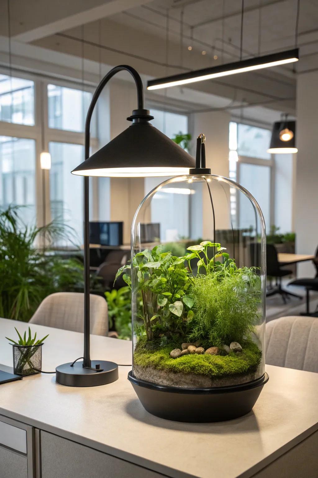 A living lamp terrarium to add a natural touch indoors.