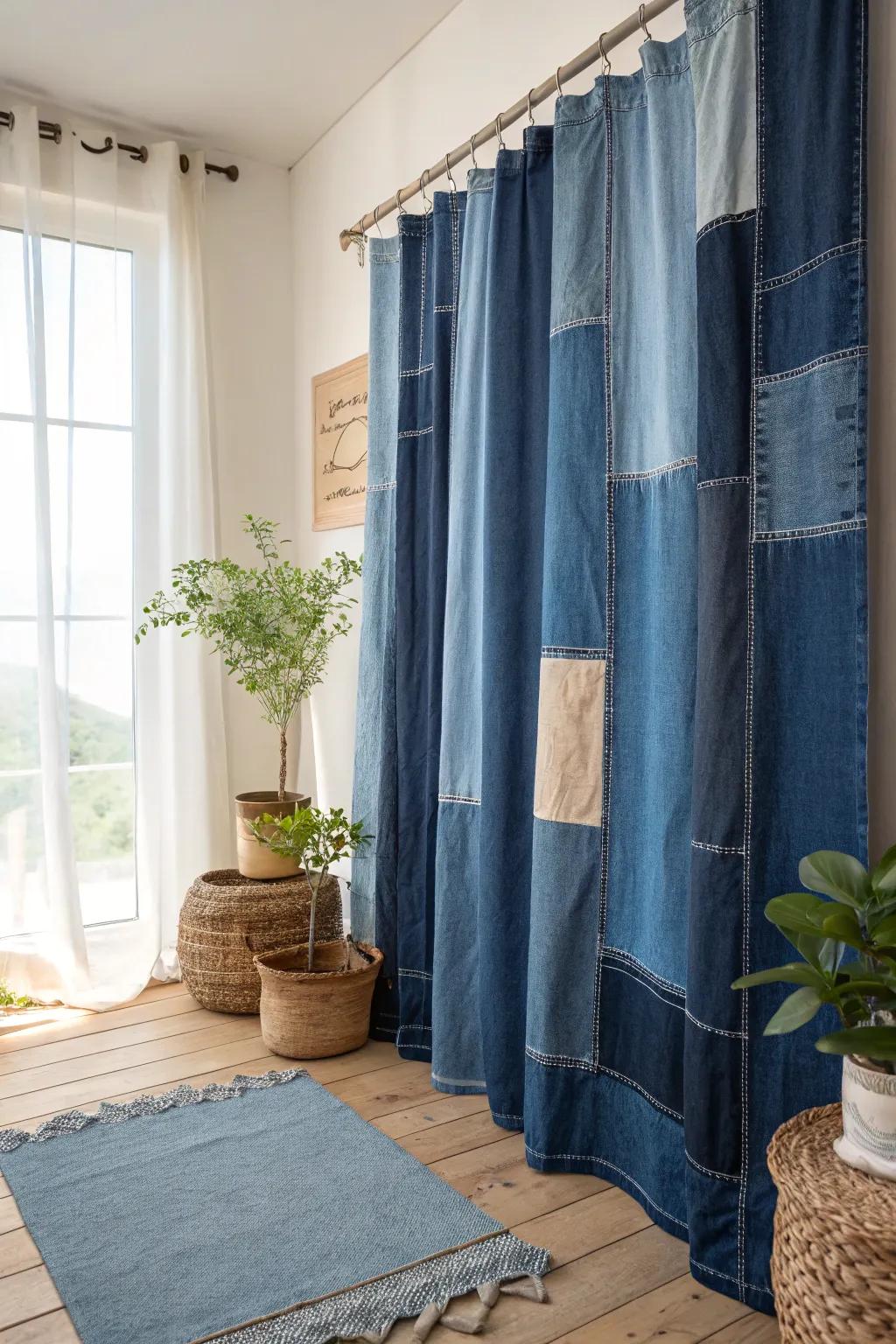 Transform your area with rustic elegance using reimagined denim screens. 🌿✨ #SustainableStyle #BohoScandi