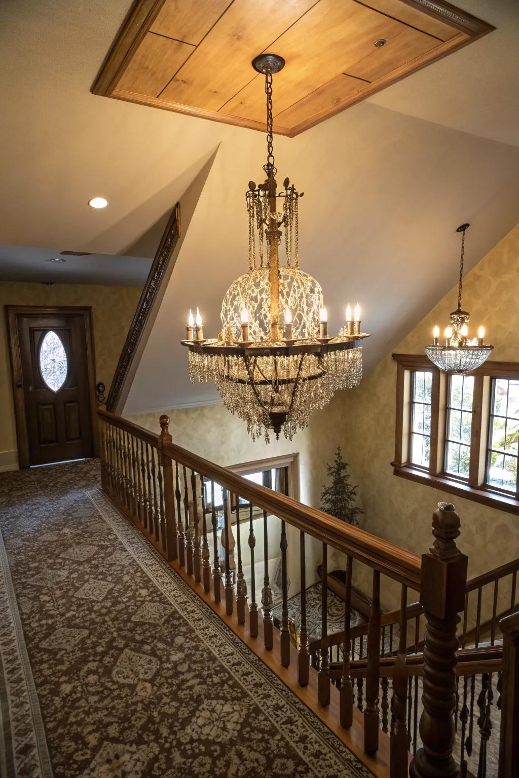 Stylish lighting can convert a landing into a stunning focal point.