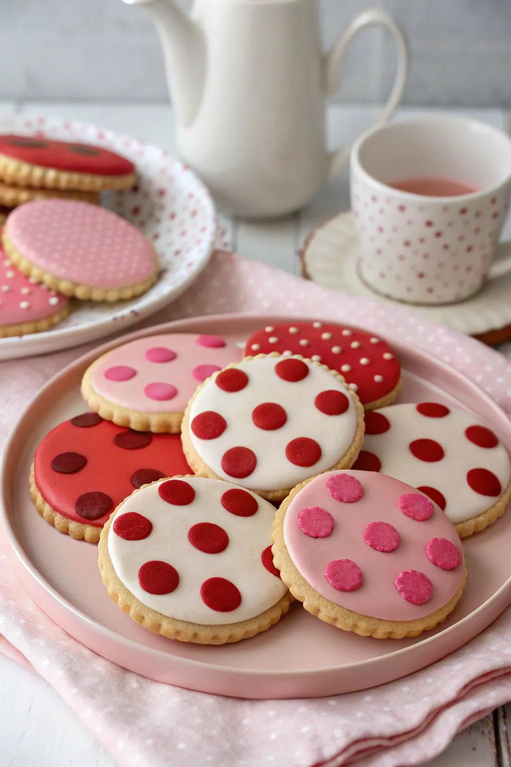Polka dot cookies for a playful vibe.
