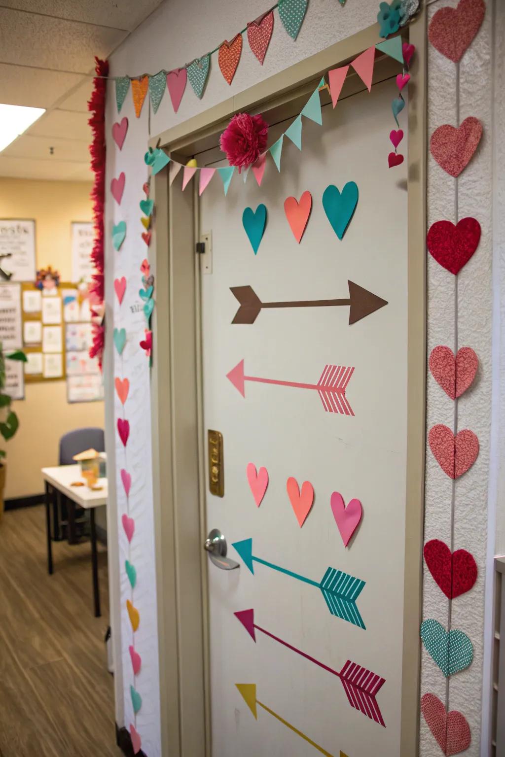 Cupid's arrows add a playful touch to your Valentine's door.