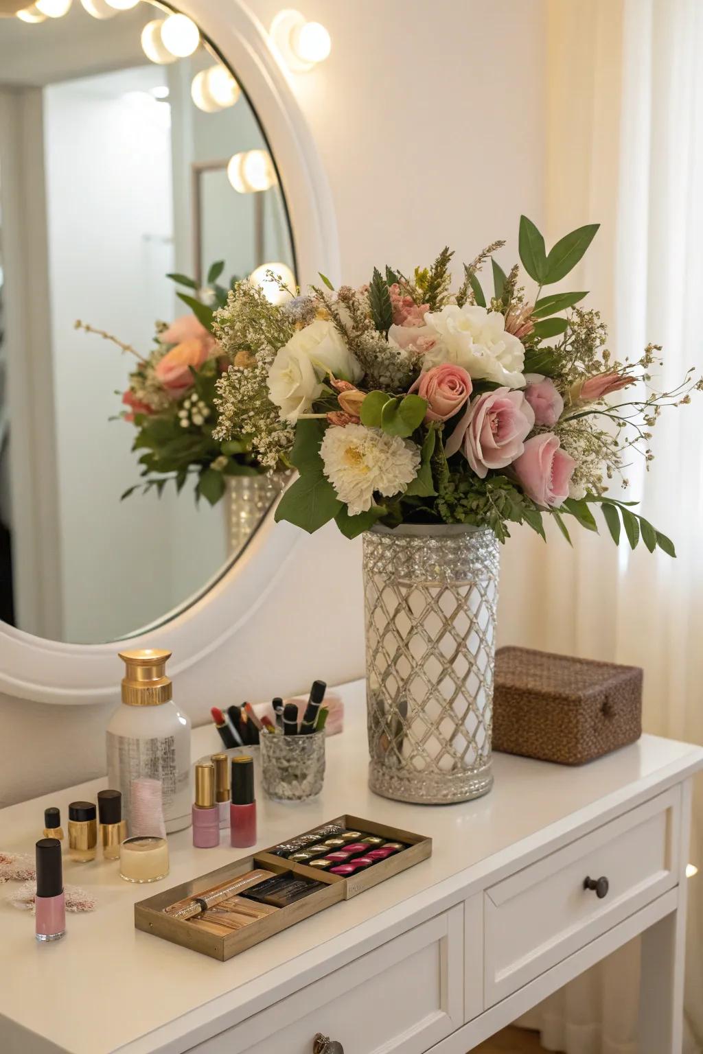 Floral arrangements add a touch of nature.