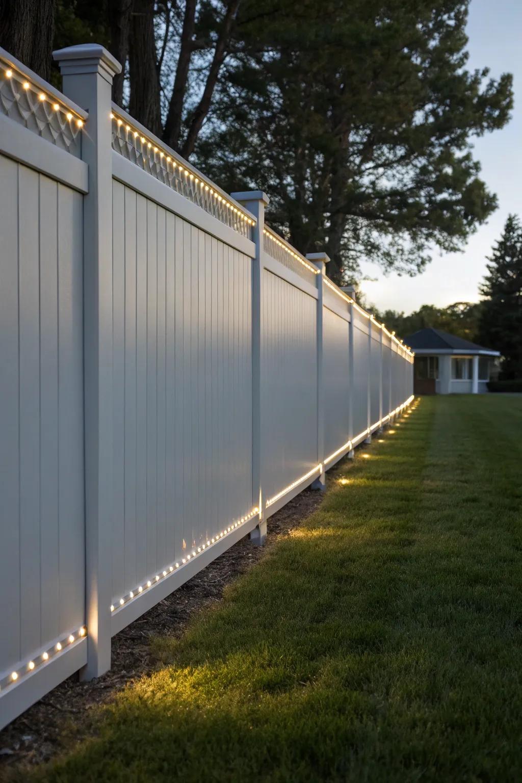 Diode strip lamps present a modern aesthetic to your fence.