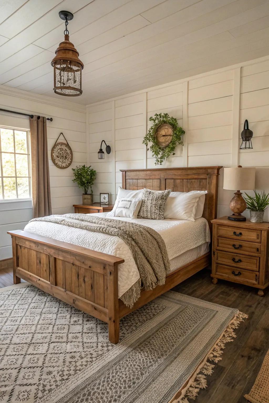 Realize a welcoming countryside ambiance with plank wall wainscoting.