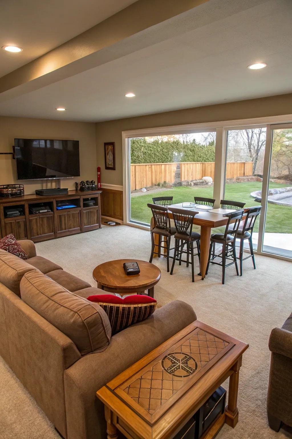 Multiple functional areas designed for versatile use.