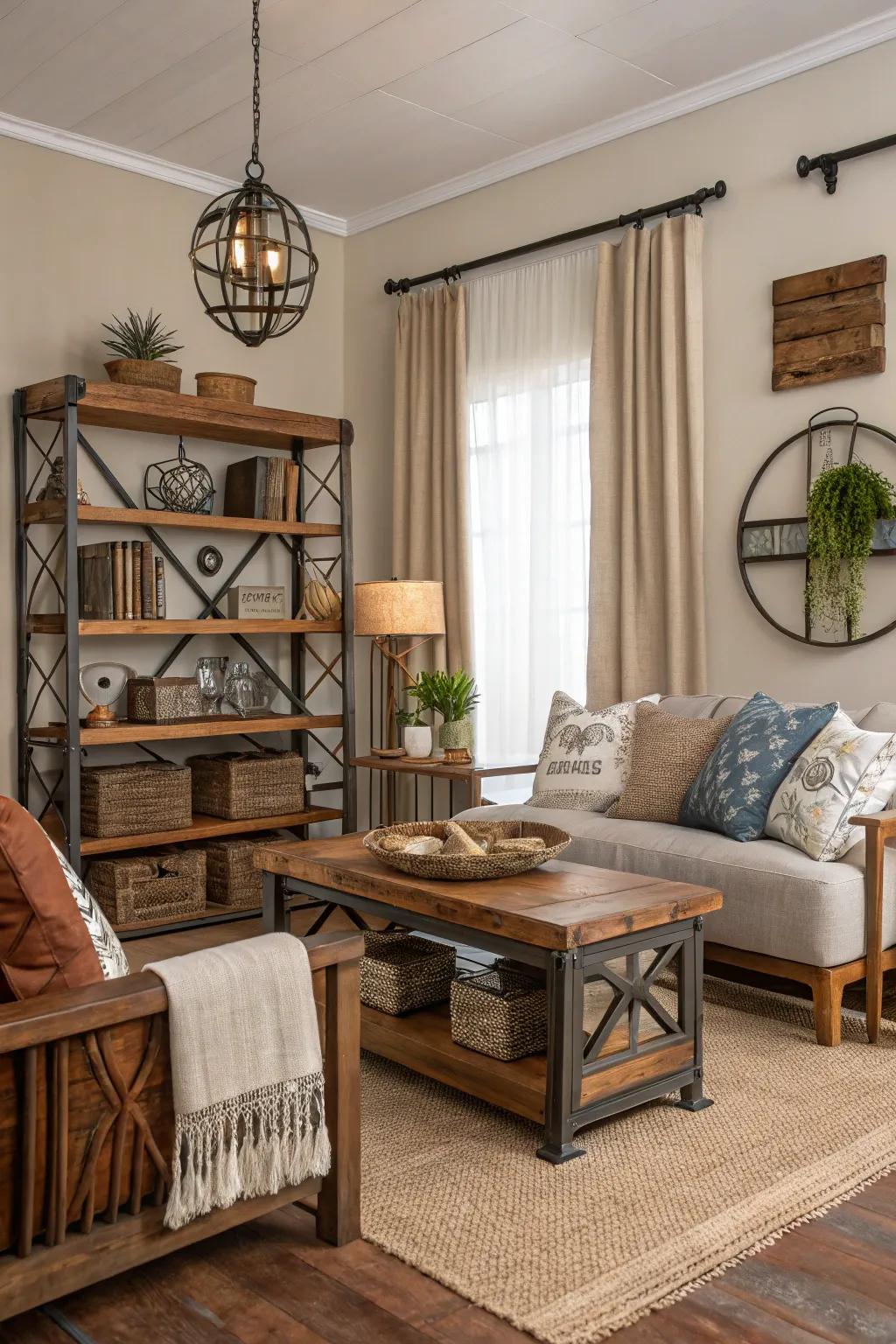 A blend of materials gives a neutral color scheme depth and intrigue.