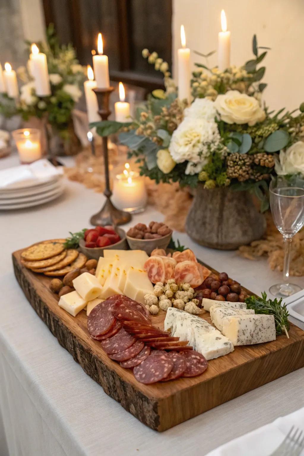 A rustic wooden board adds warmth and charm.