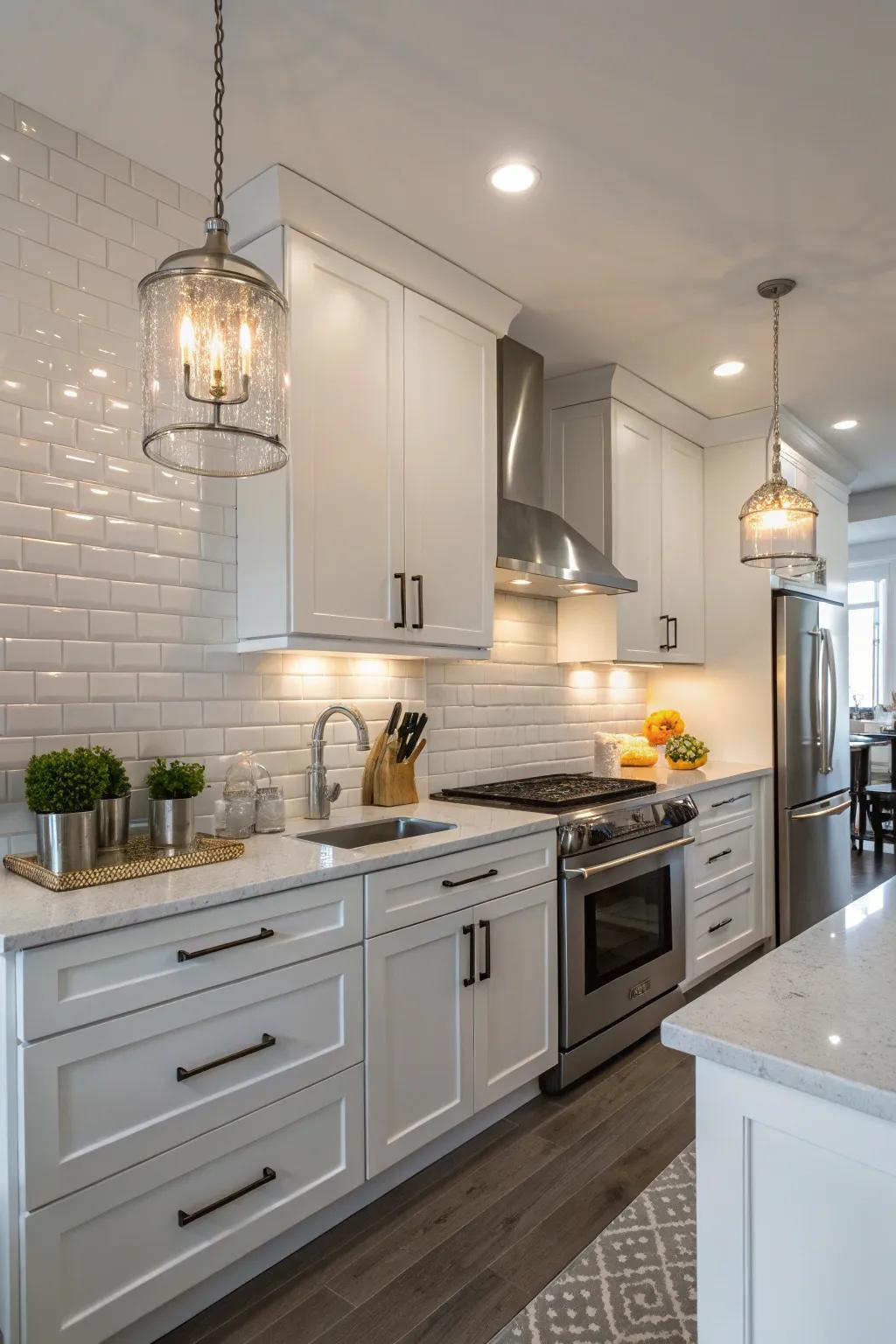 Radiant panels reflecting light to brighten the space.