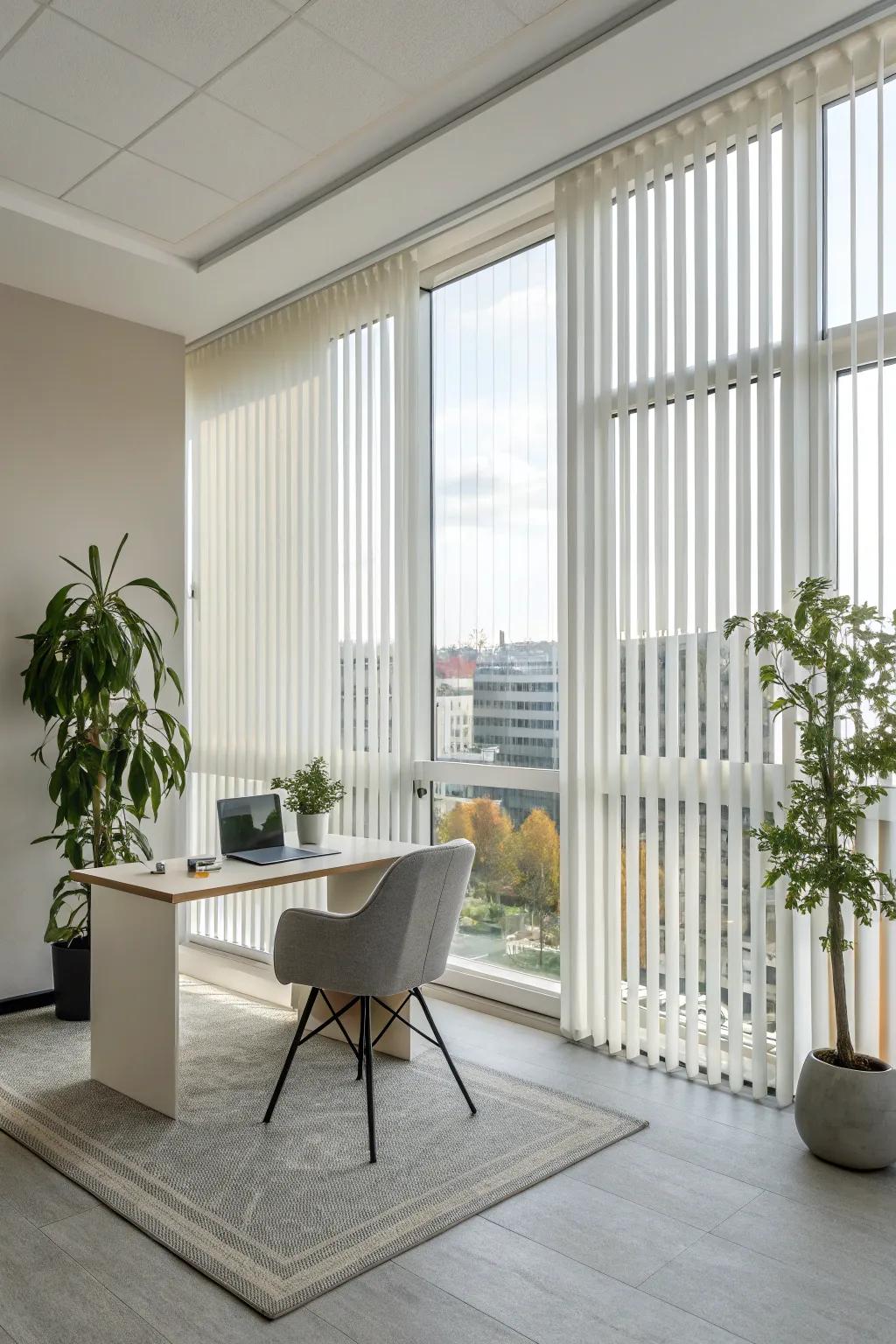 Long blinds present a refined, contemporary style for towering windows.