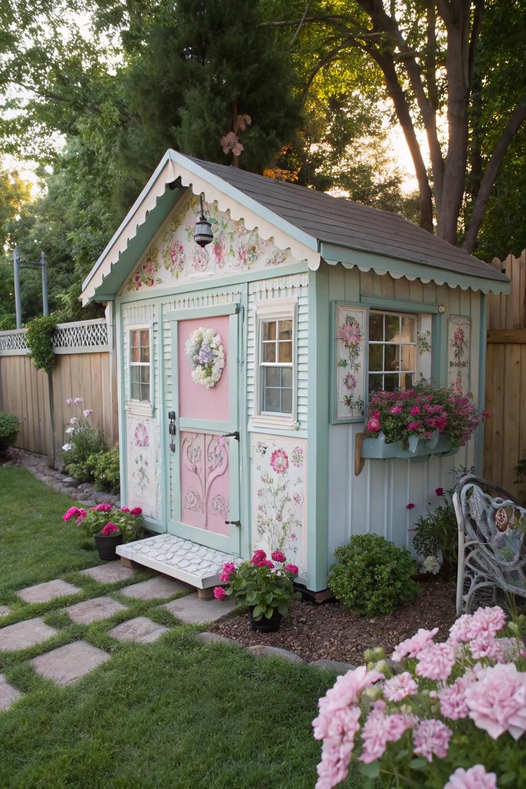 A delightful she shack refuge for creative escapes.