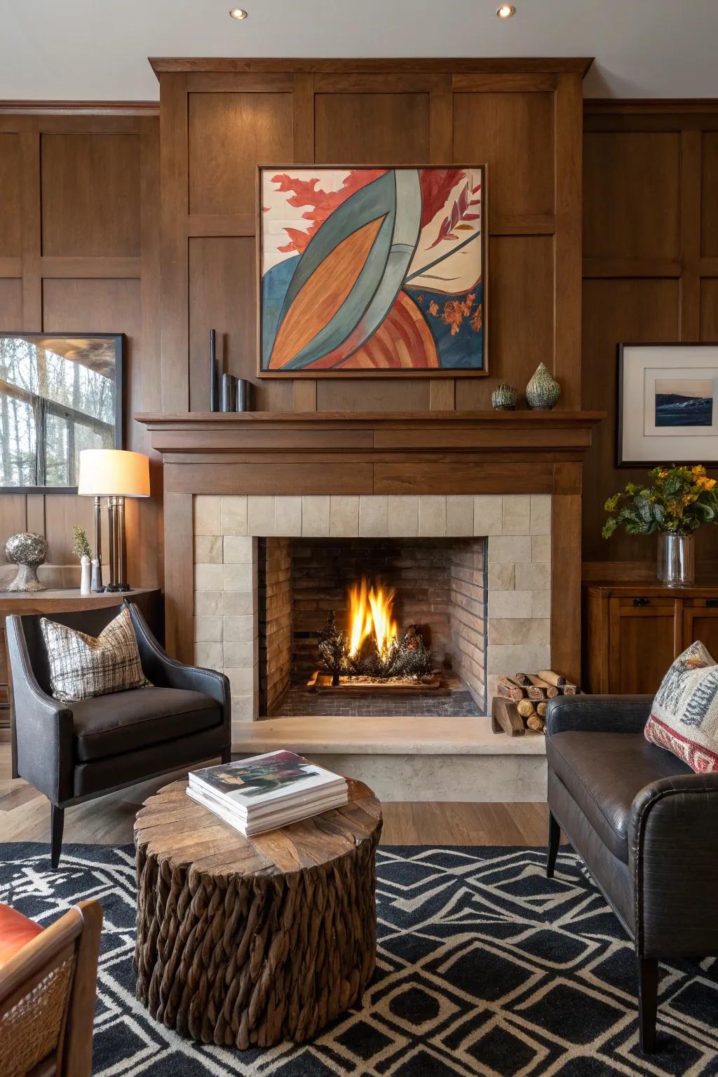Highlight your fireplace with impressive artwork.