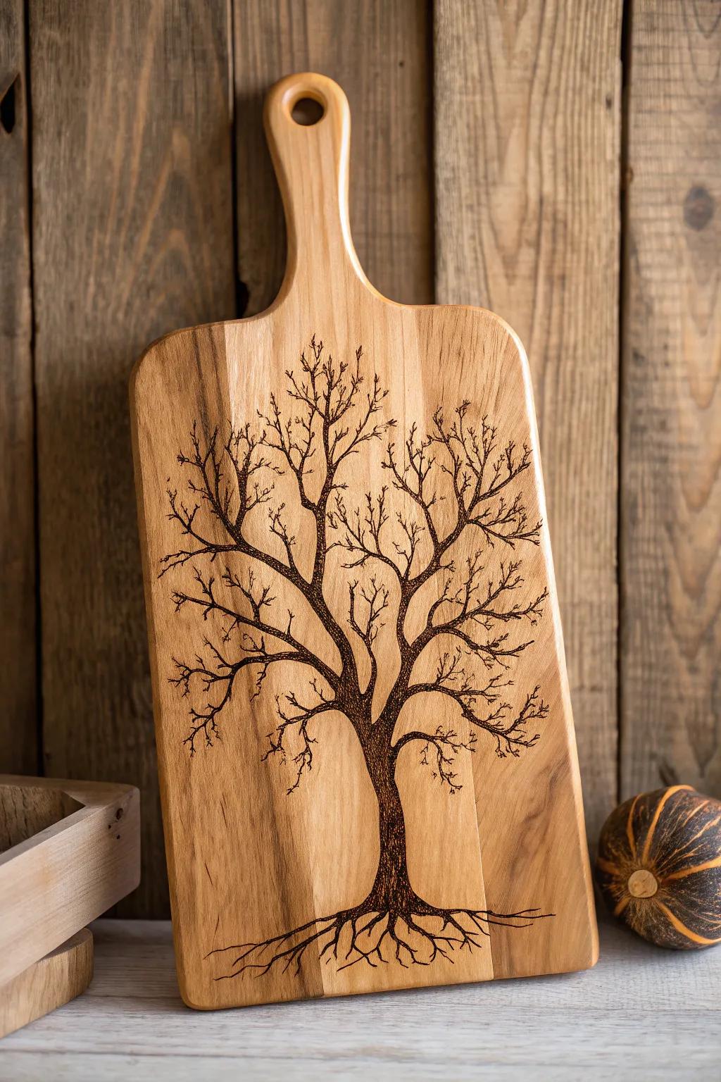 Elevate your space with the rustic charm of a tree silhouette, artfully burned into a wooden board. 🌳✨ #WoodArt #RusticDesign