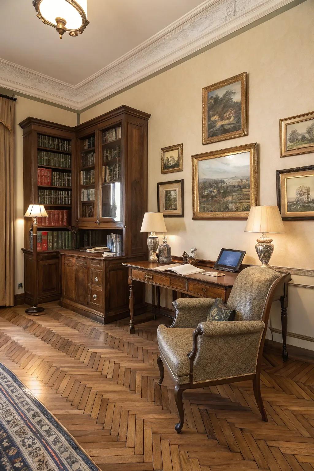 Parquet designs imbue sophistication into any setting.