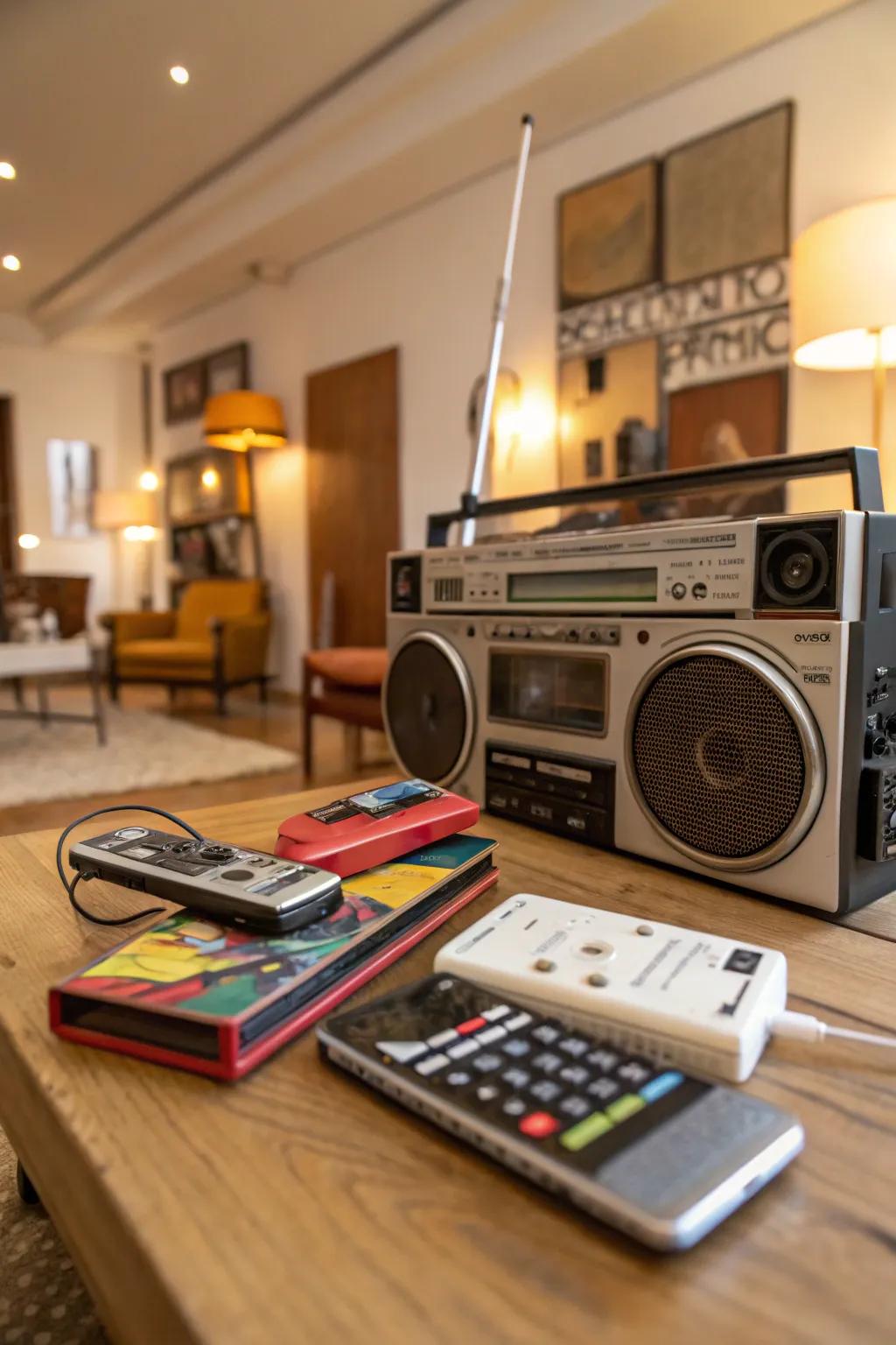 Vintage tech devices bring a nostalgic charm to any space.