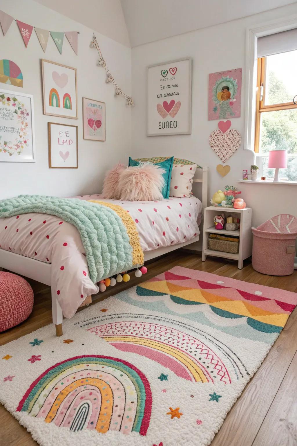 Playful cloths add vitality and character to the sleep space.