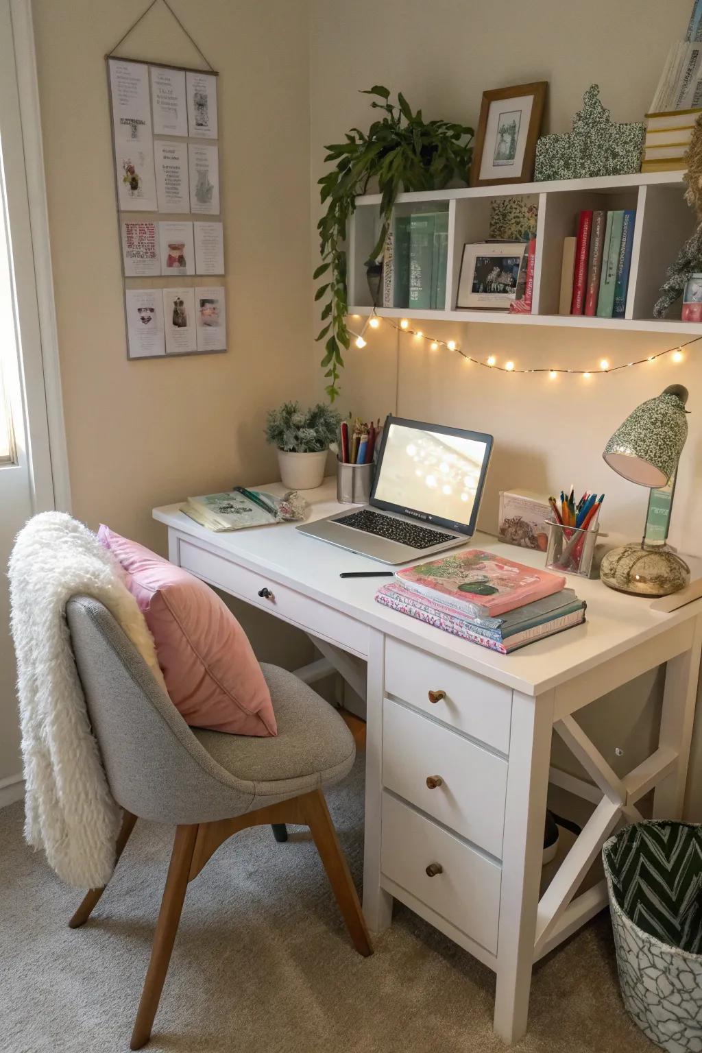 A charming study nook perfect for concentration and creativity.