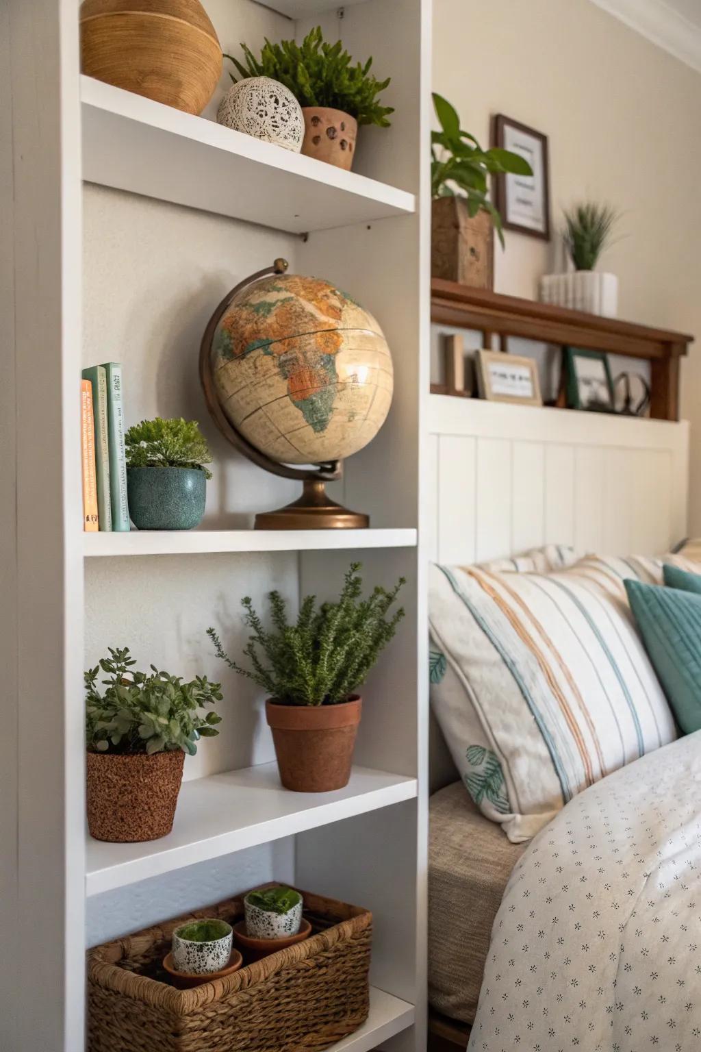 Ornamental accents inject a personal touch into the room