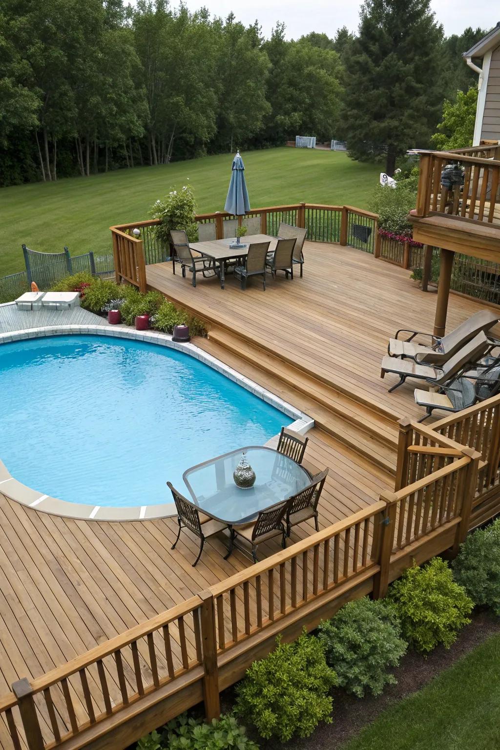 Split-level designs introduce dimension and flair to your pool deck.