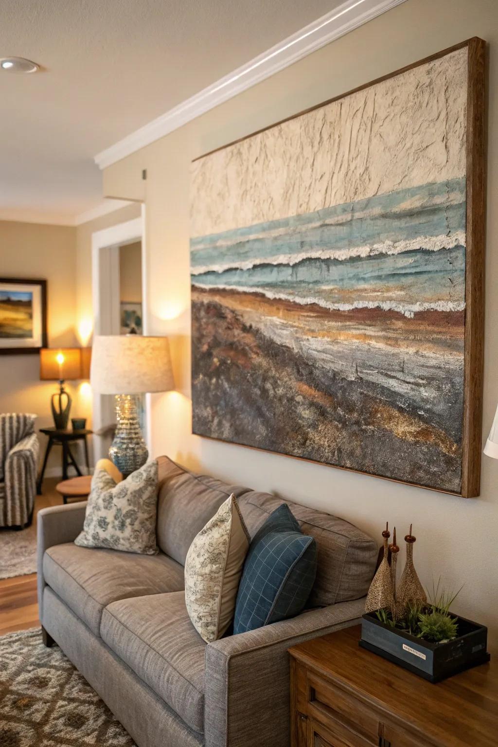 This space gains depth and character from textured methods.