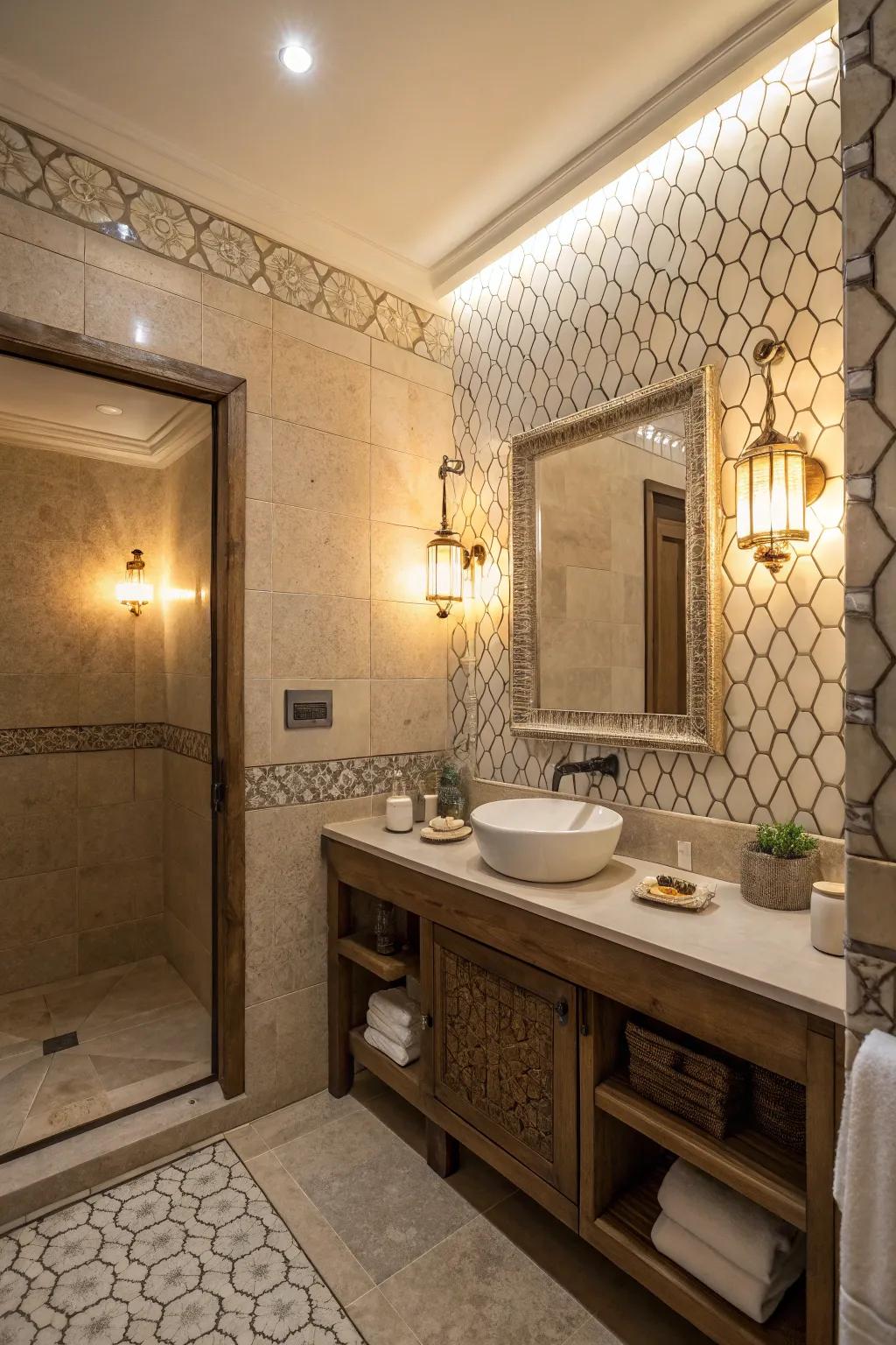 Textured walls can add depth and interest to your bathroom.