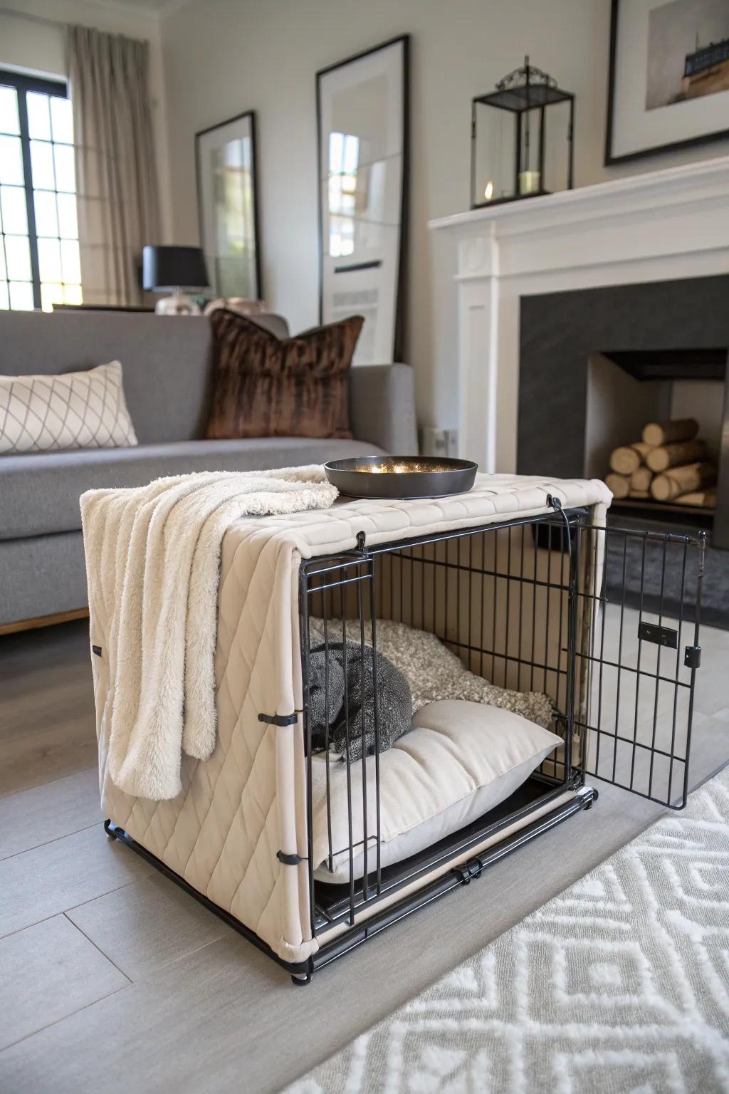 Construct a snug getaway for your pup using plush accents.