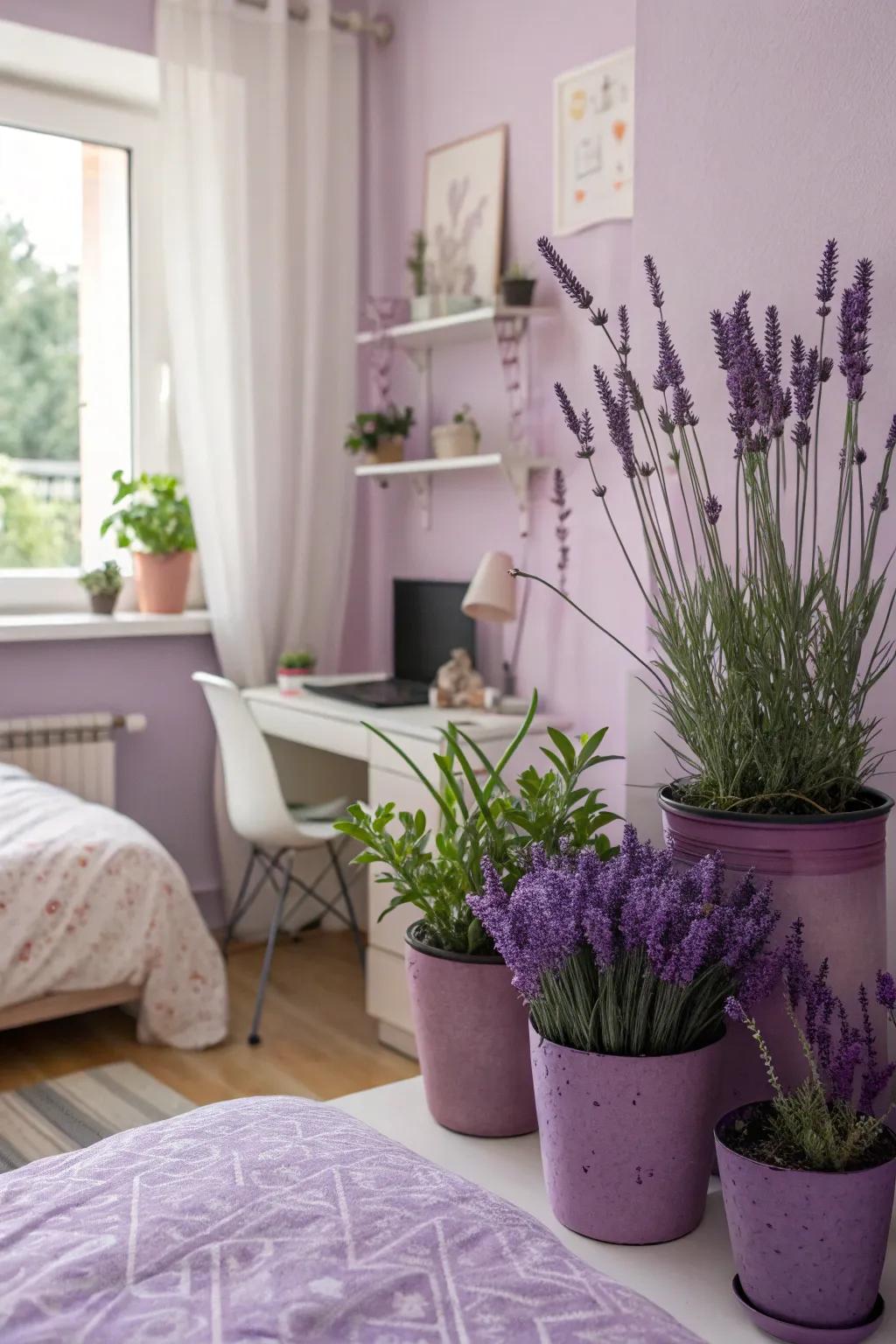Breathe life into your room with purple plants.