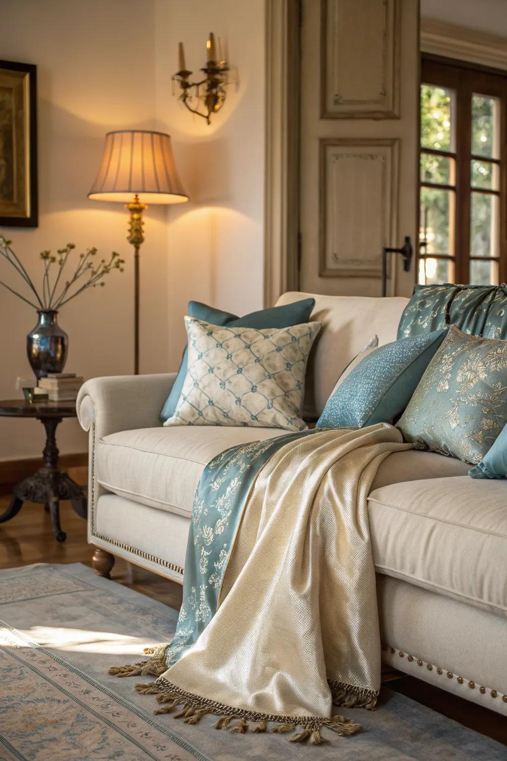 Silken textiles infusing a hint of opulence and softness.
