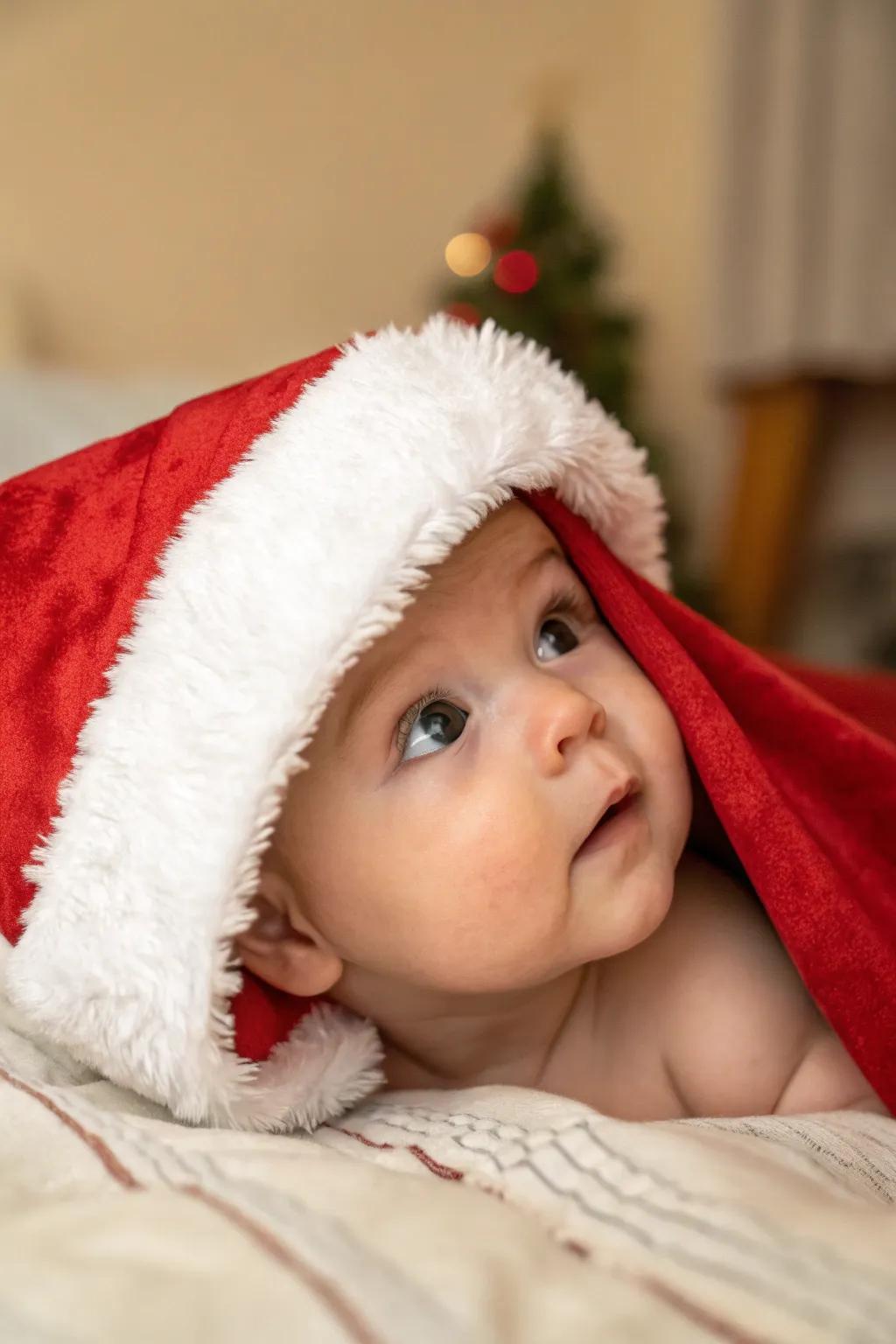 A spirited surprise with a Santa chapeau.