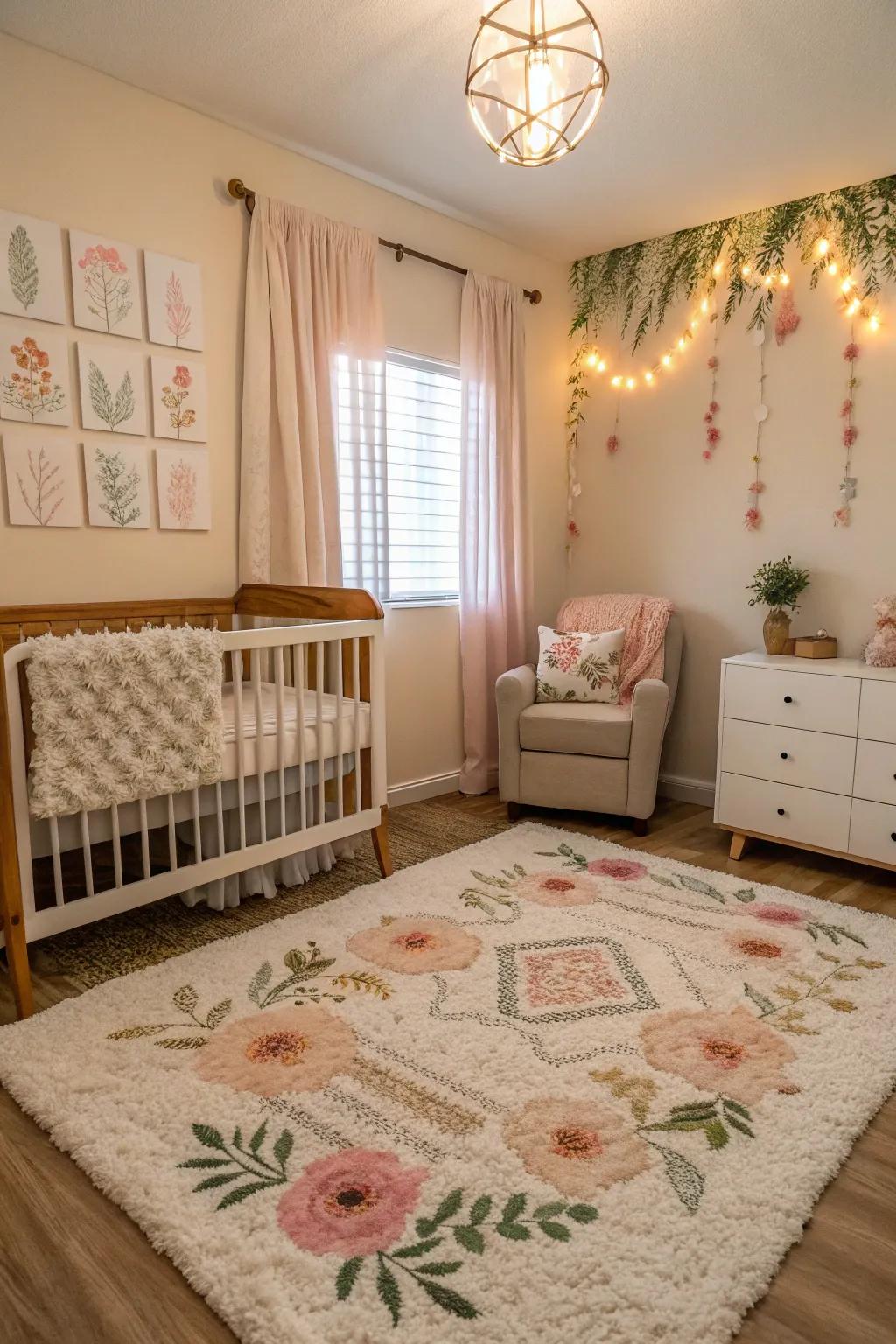 A textured mat offers comfort and warmth in the nursery.