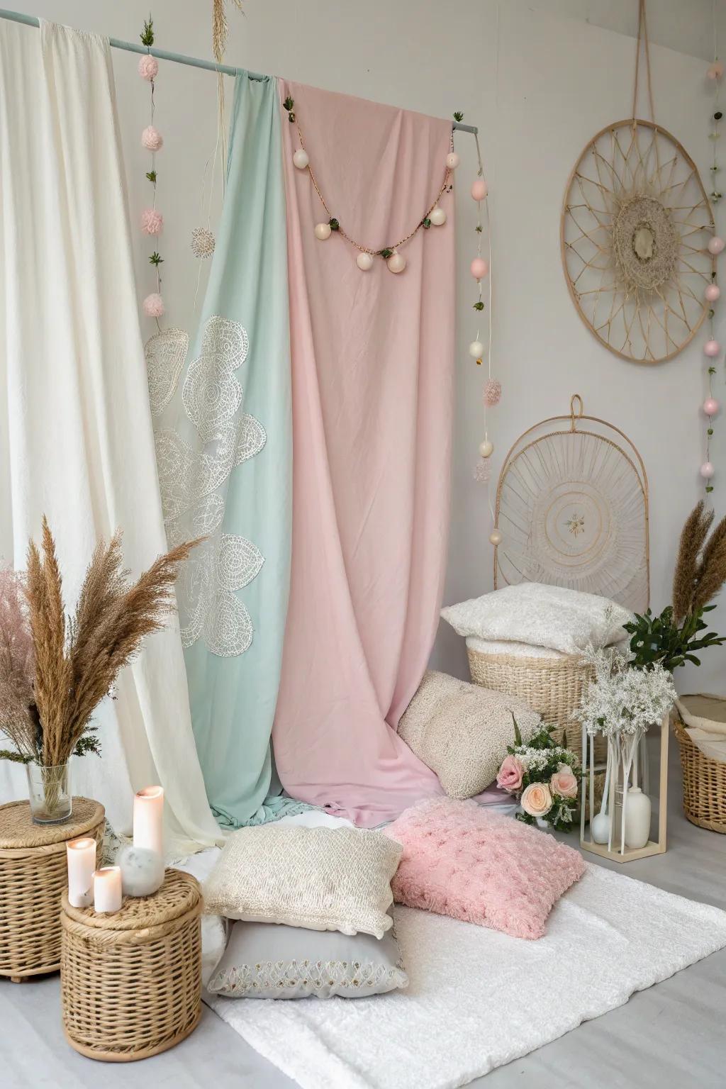 A tranquil backdrop featuring a harmonious neutral and pastel color story.