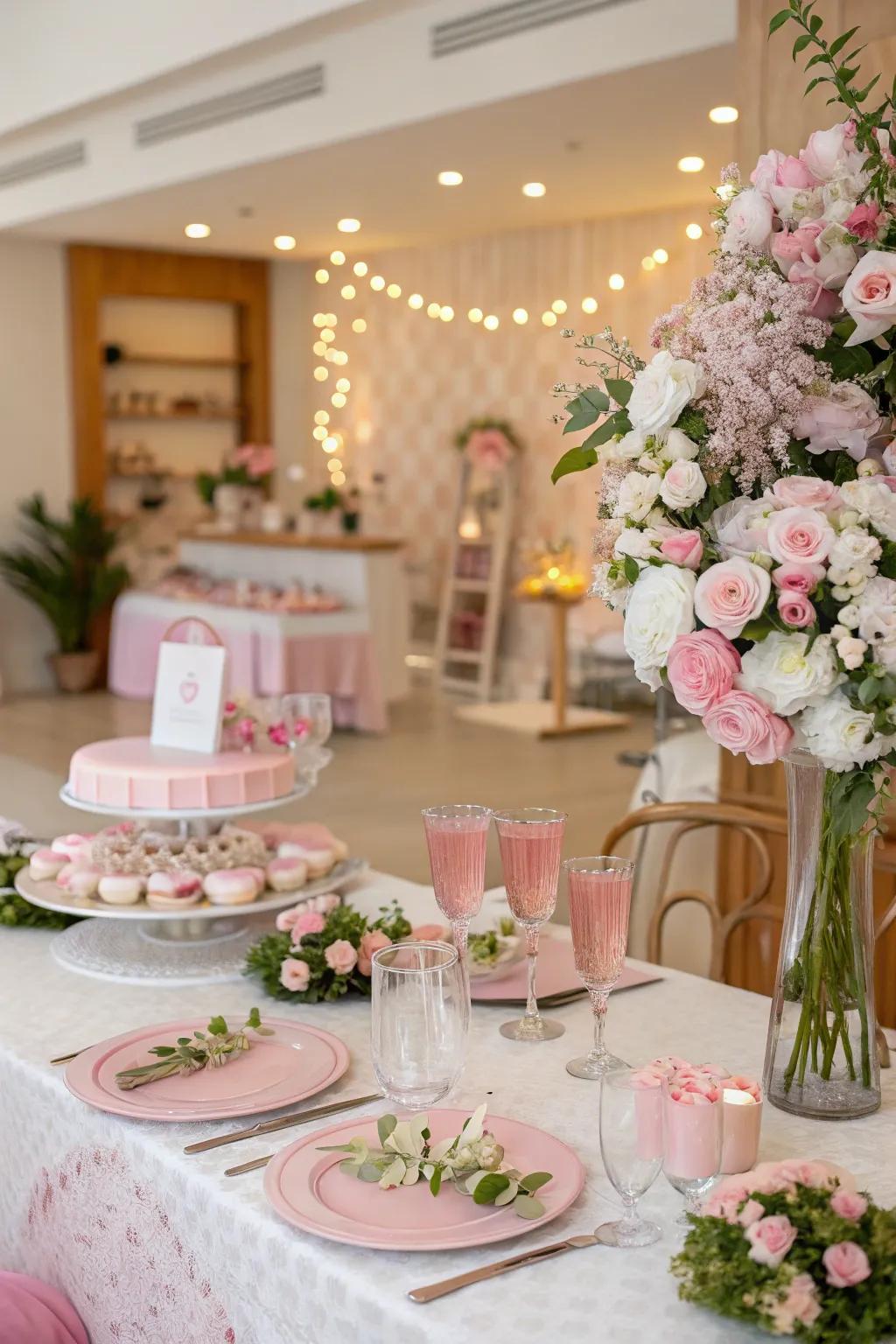 Floral ornaments contribute refinement and allure.