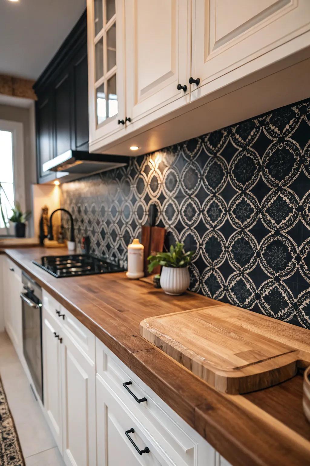 Make a bold statement with a high-difference wall covering.
