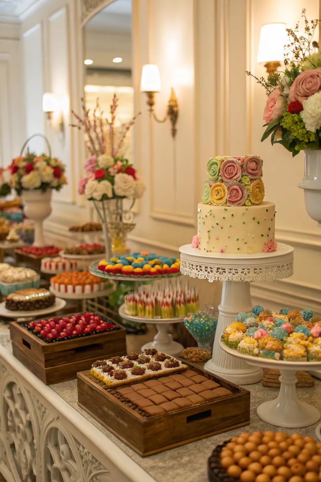 A sweets display is a delight for both the eyes and the palate.