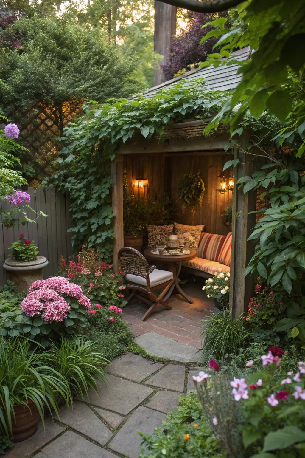 A garden corner delivers privacy and calmness.