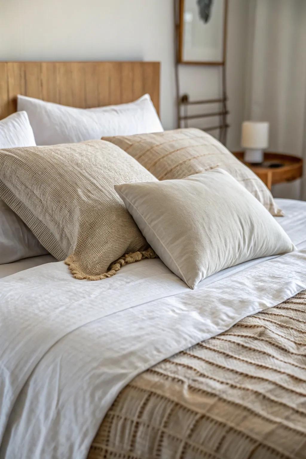 Textured textiles enhance coziness and style.