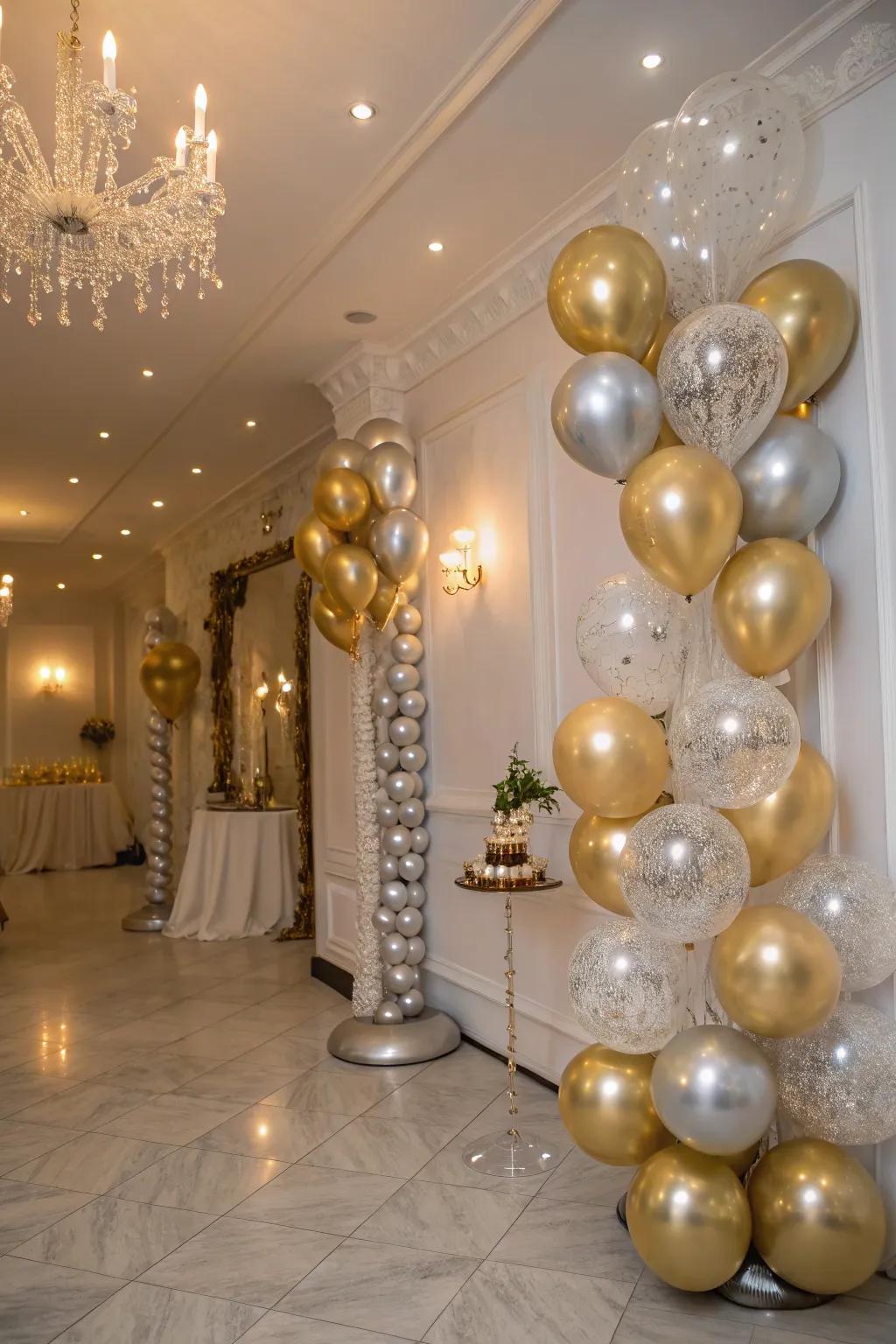 Chic metallic balloons that infuse any party atmosphere with an air of sophistication