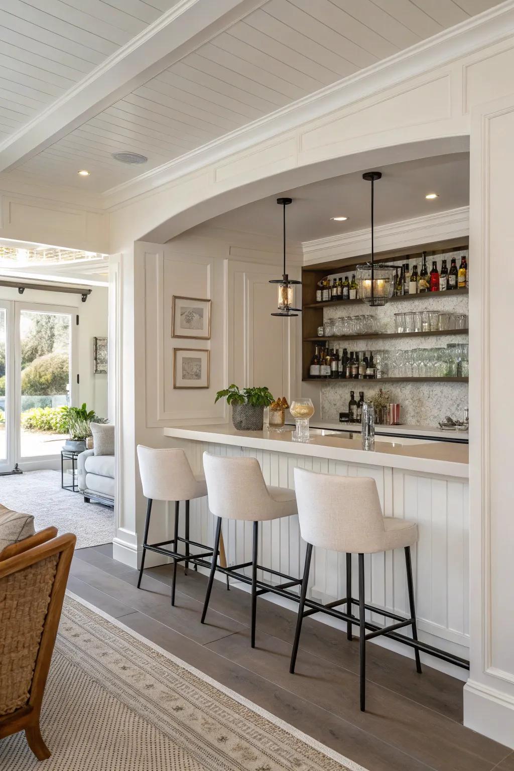 Simple getaway emphasizes simplicity and calm with sharp lines.