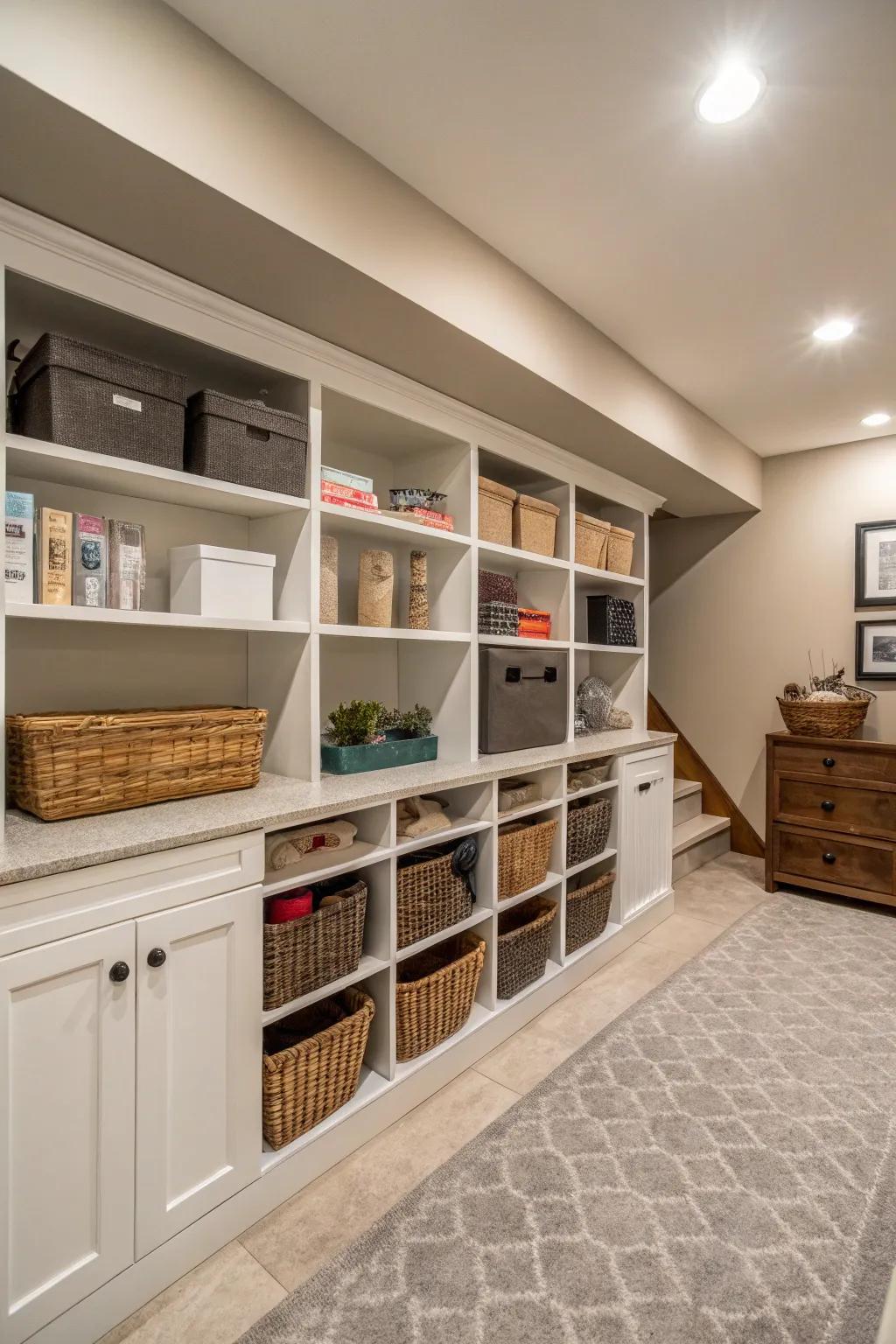A basement where functionality meets style.