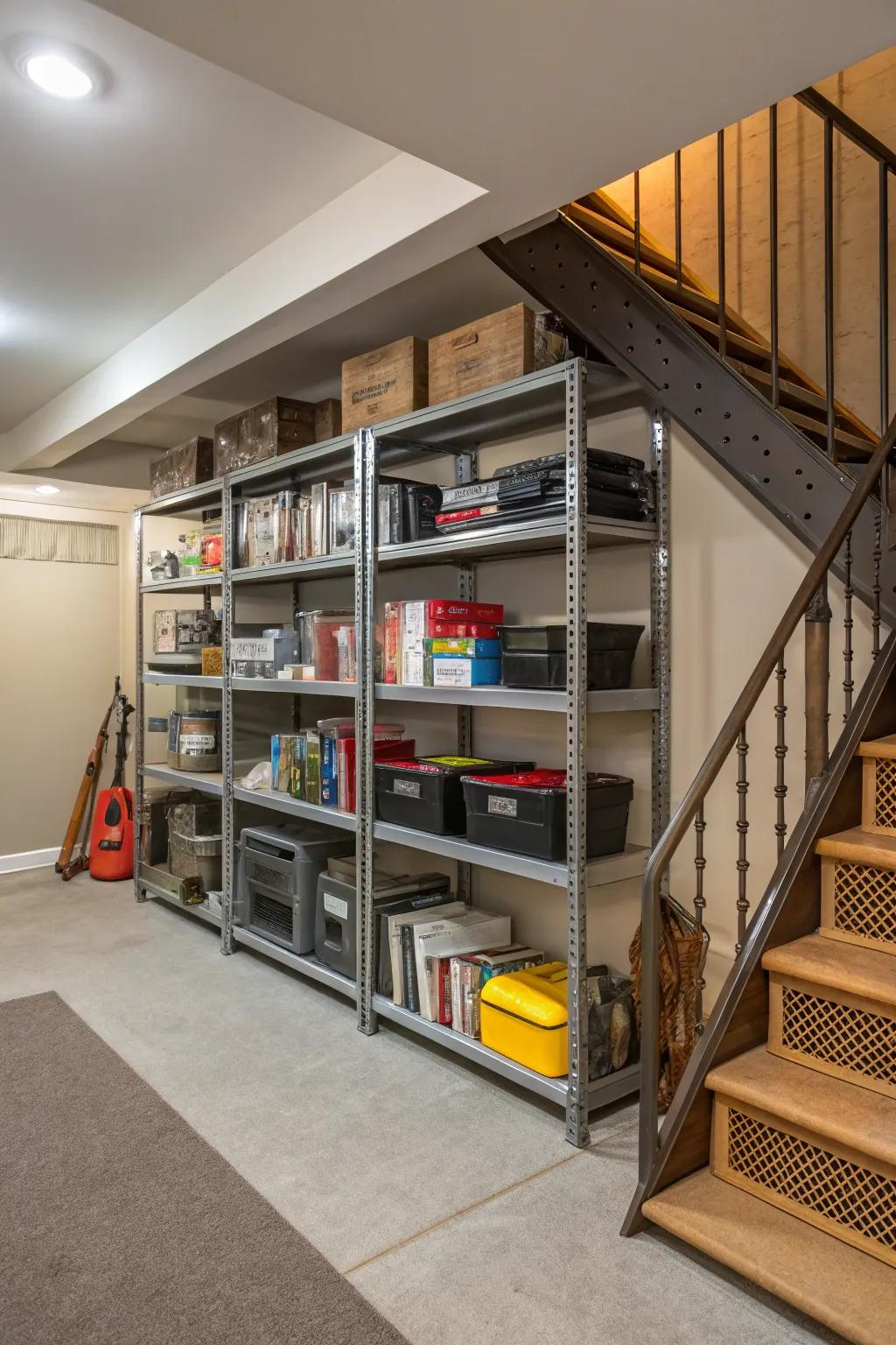 Adjustable shelving delivers adaptability to accommodate changing storage demands.