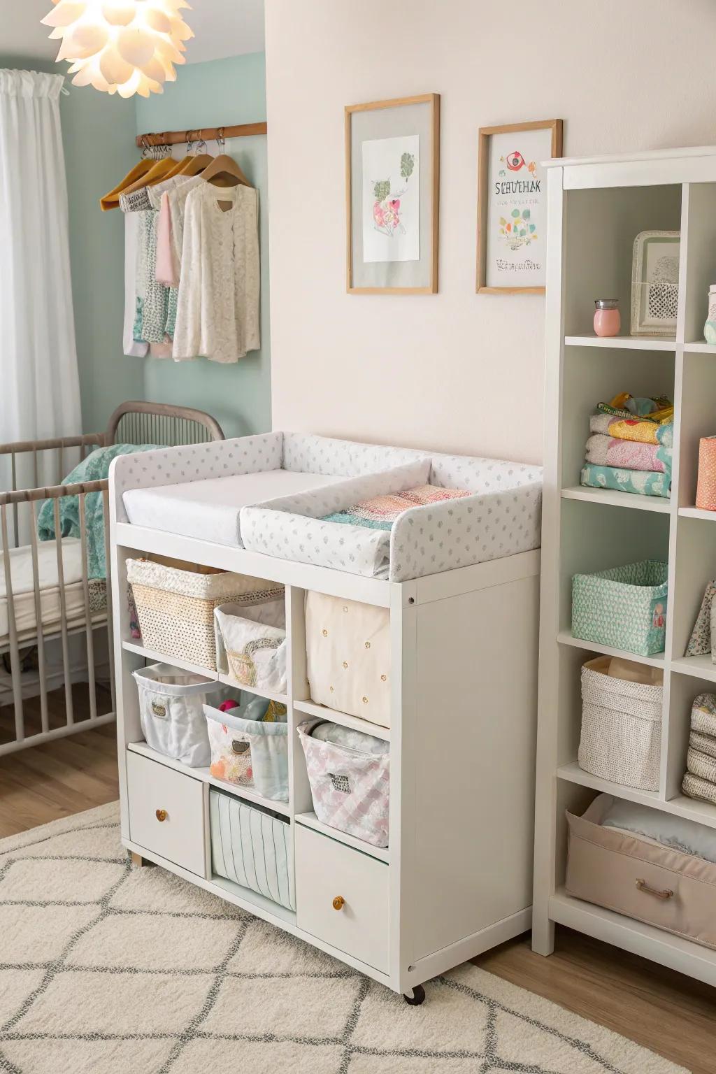 Unite form and function with a storage-enhanced bassinet.