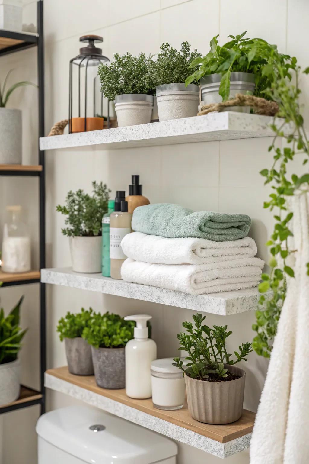 Verdure enhances the freshness and vitality of your lavatory ledges.