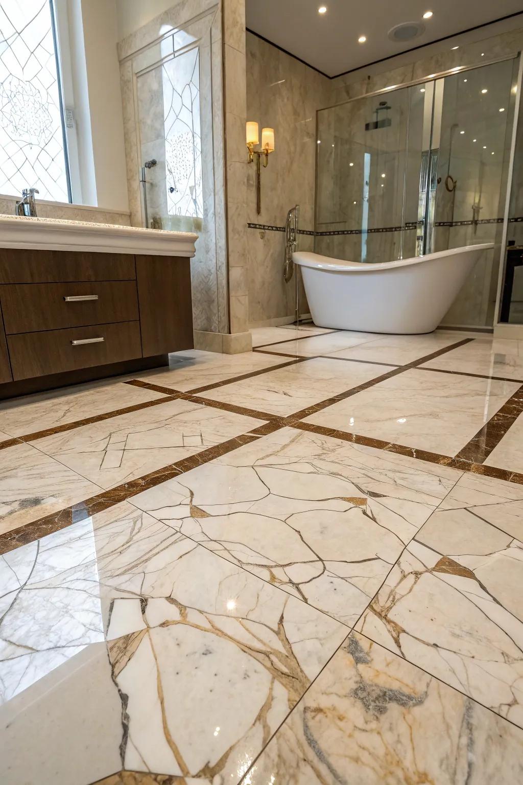 Stone tiling embodies timeless opulence and refinement.
