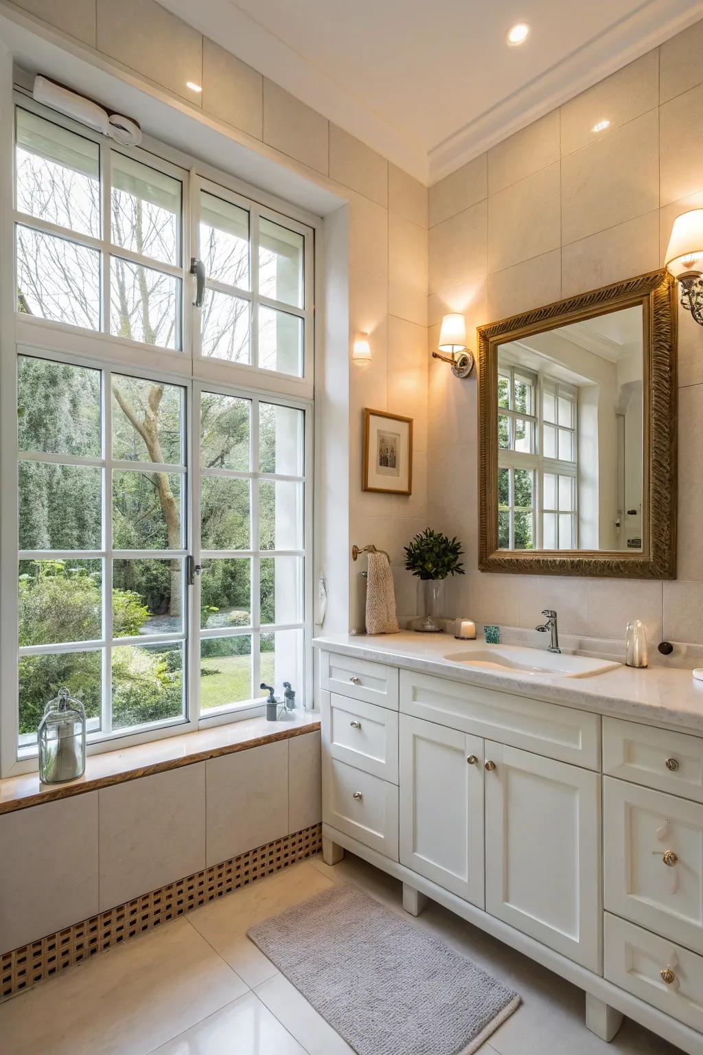 A bathroom layout that leverages natural light for a bright and cheerful atmosphere.