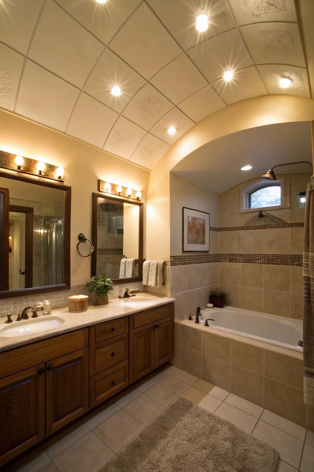 A combination of ambient and task lighting for practicality and comfort.