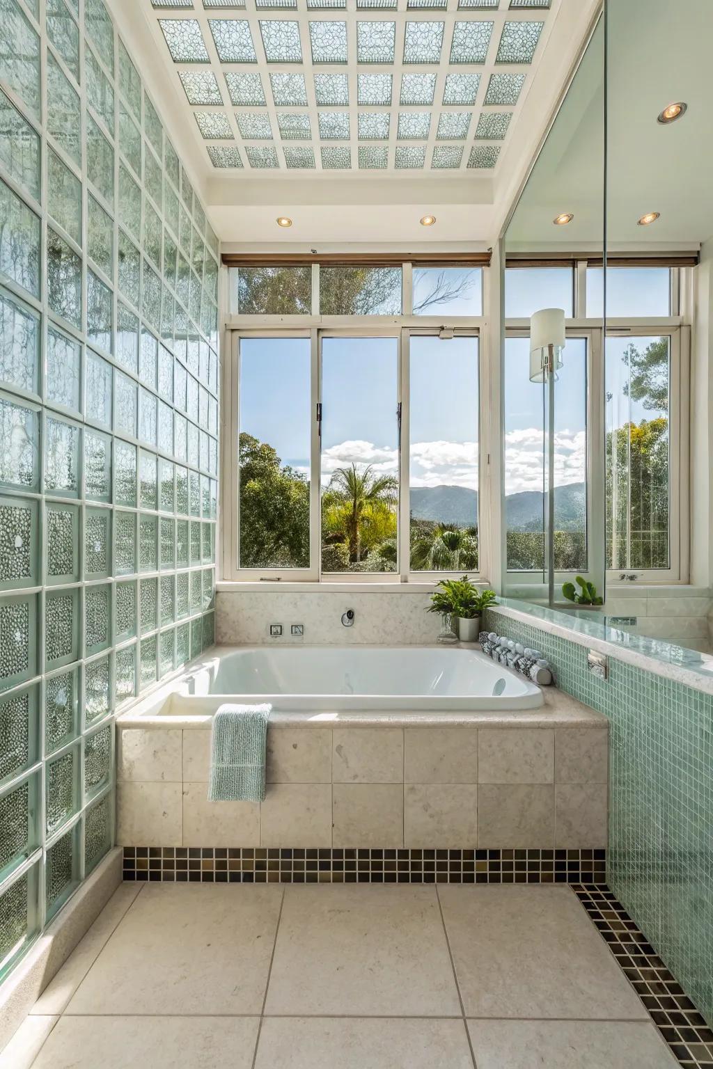 Amplify the feeling of spaciousness with glass tiles that reflect light.