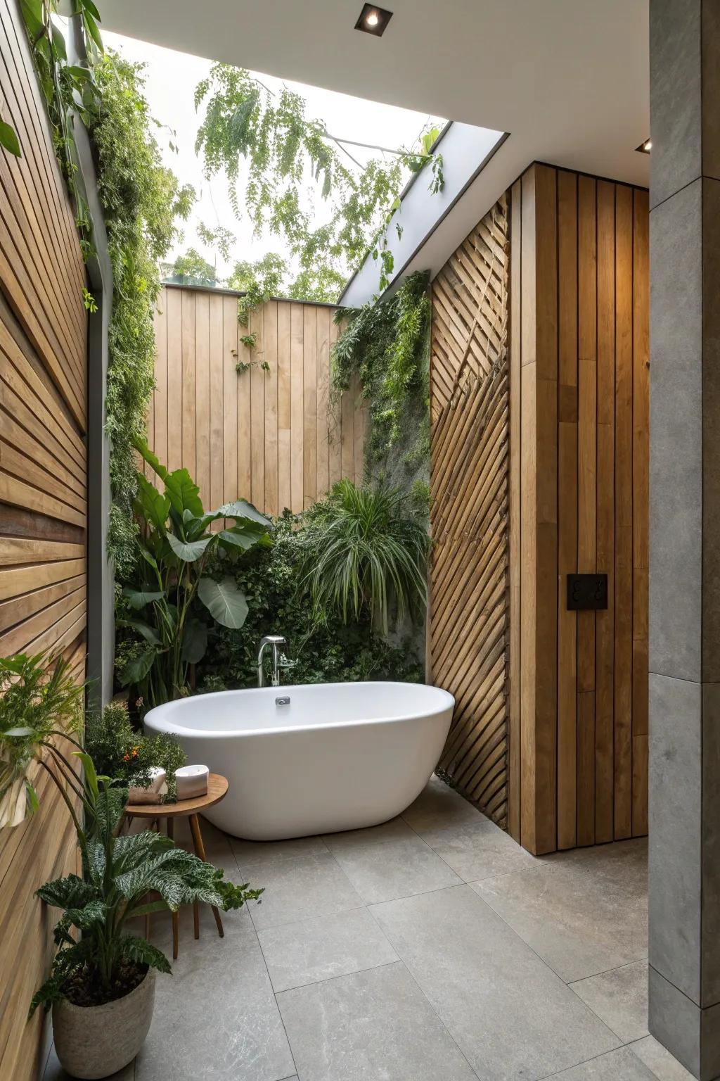 Experience natural warmth with embossed timber decor.