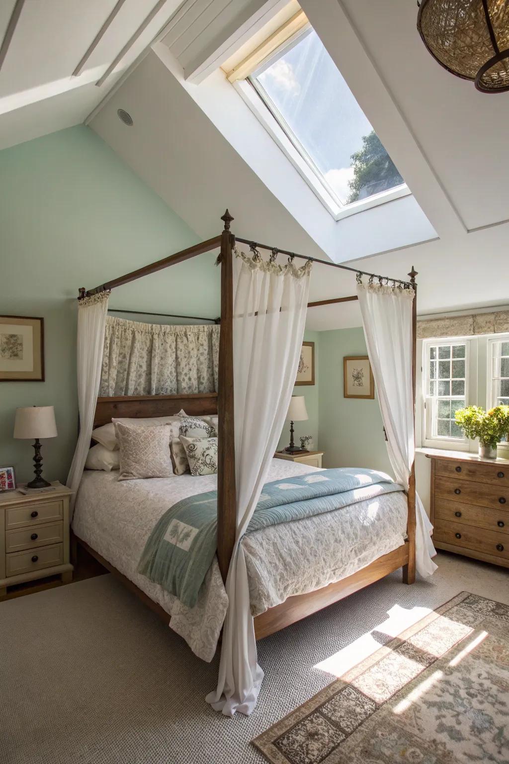 The canopy embraces sunlight, creating an airy ambiance.