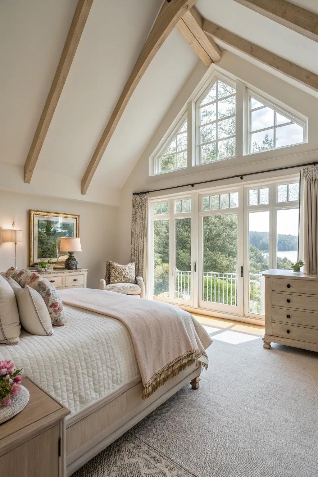 Achieve an airy feel with vaulted ceilings.